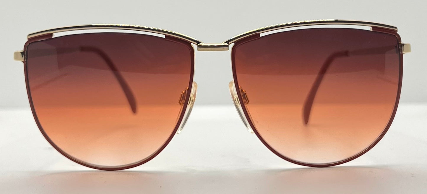 Silhouette M6078 V6051 Vintage Sunglasses Gold/Red w/New Gradient Custom Lenses-57mm-NOS