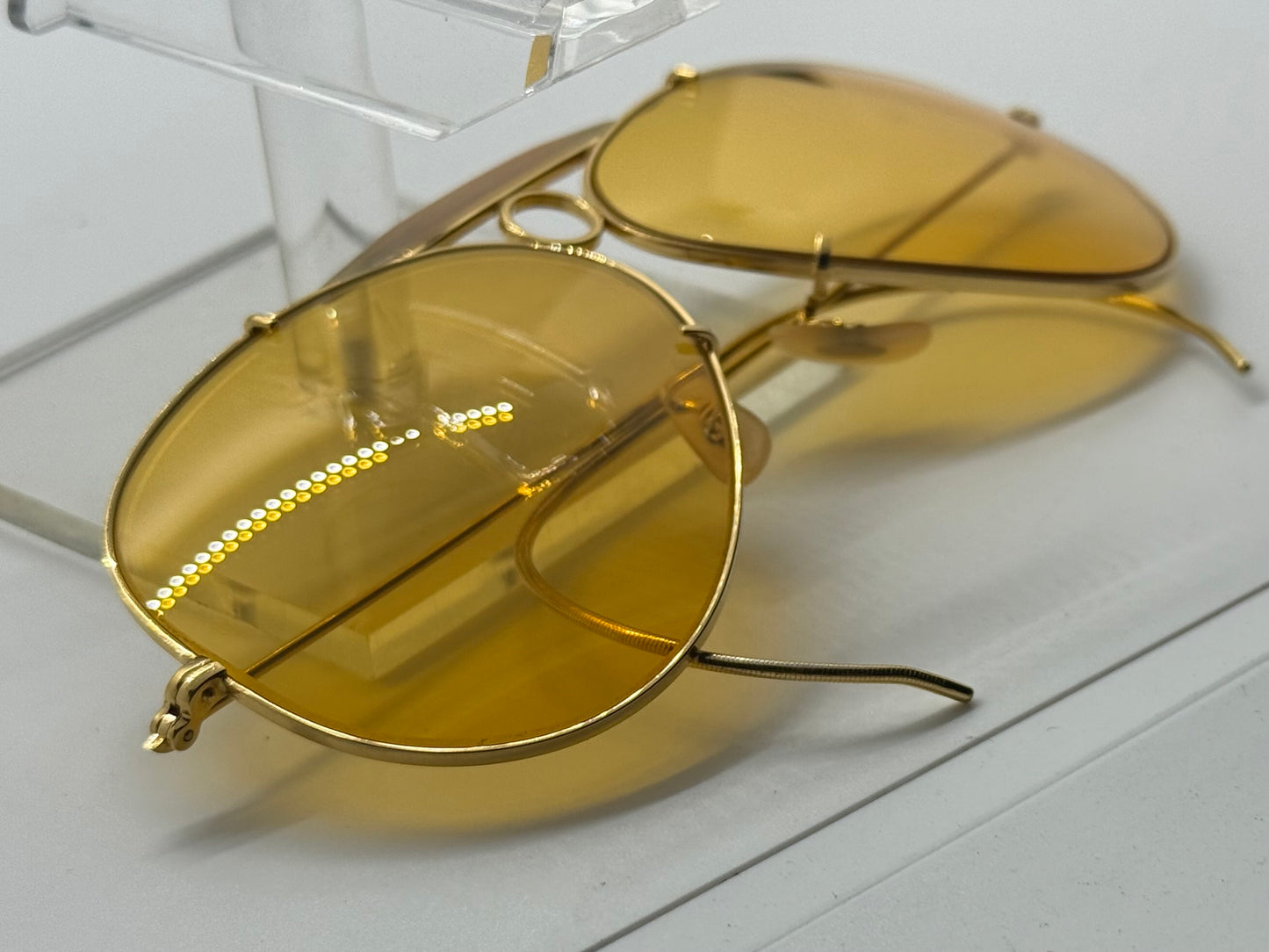 B&L Ray-Ban Shooter Arista Gold 62-8 Ambermatic USA Vintage Sunglasses Case