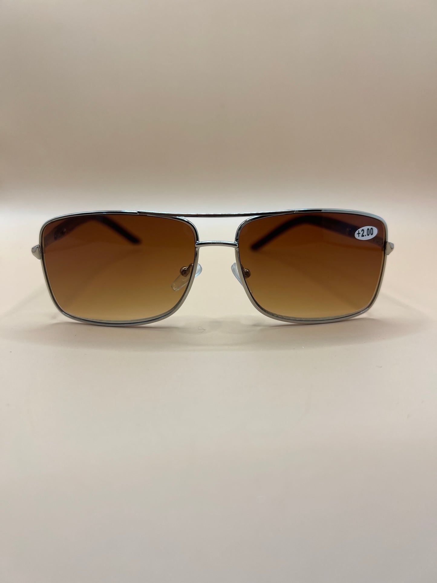 Gold Frames Retro Men Pilot 60mm OS Square Reader Reading Sunglasses. Featuring spring hinges and gradient purple lenses