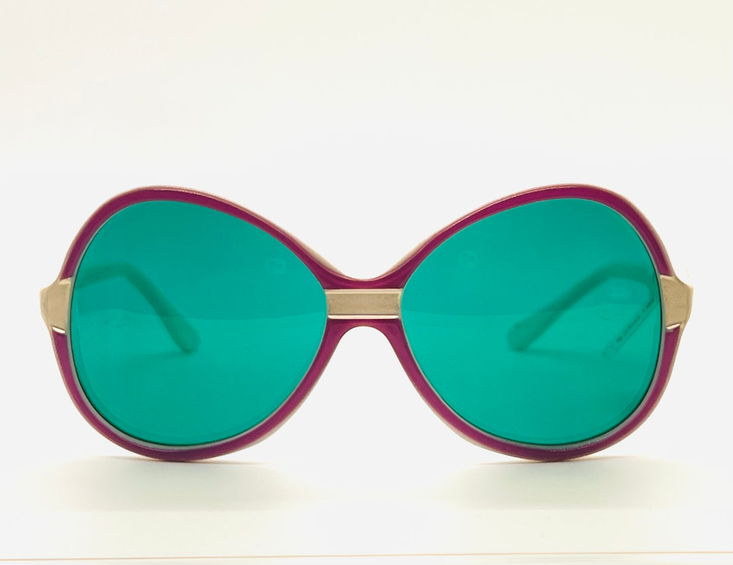 Vintage 1970s Emilio Pucci Sunglasses - Pearl White, Lavender Accents, Lagoon Green Lenses