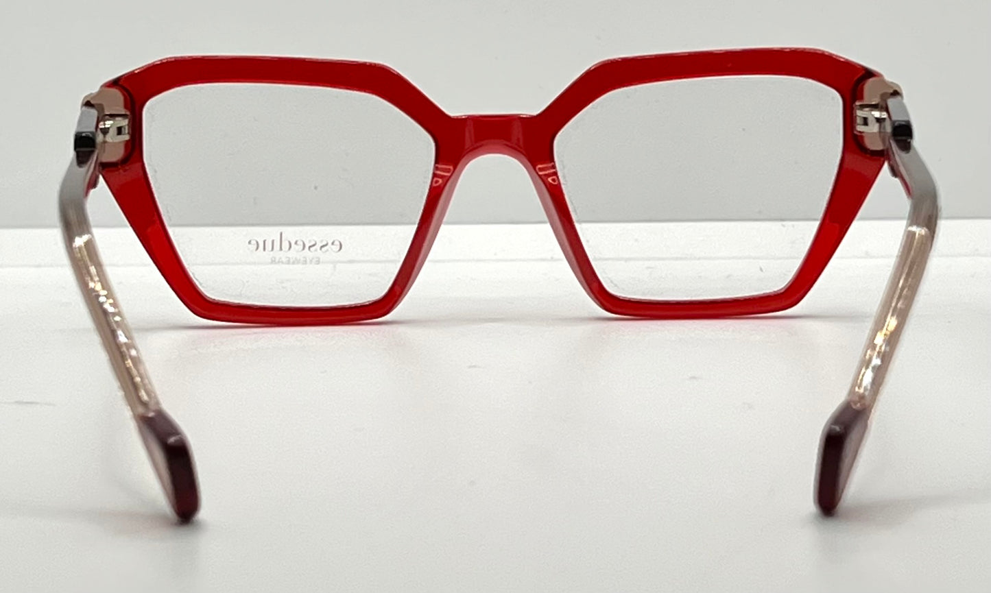 Esse Due ORTI Red Geometric Acetate Eyeglasses 53mm – Handmade in Italy – New Unworn