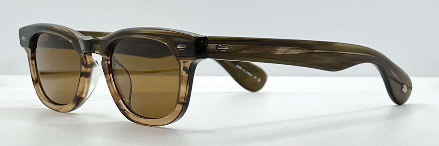 Garrett Leight LO-B BAMF 46-23 Premium Glass Sunglasses-Brown Fade – Full Kit-New