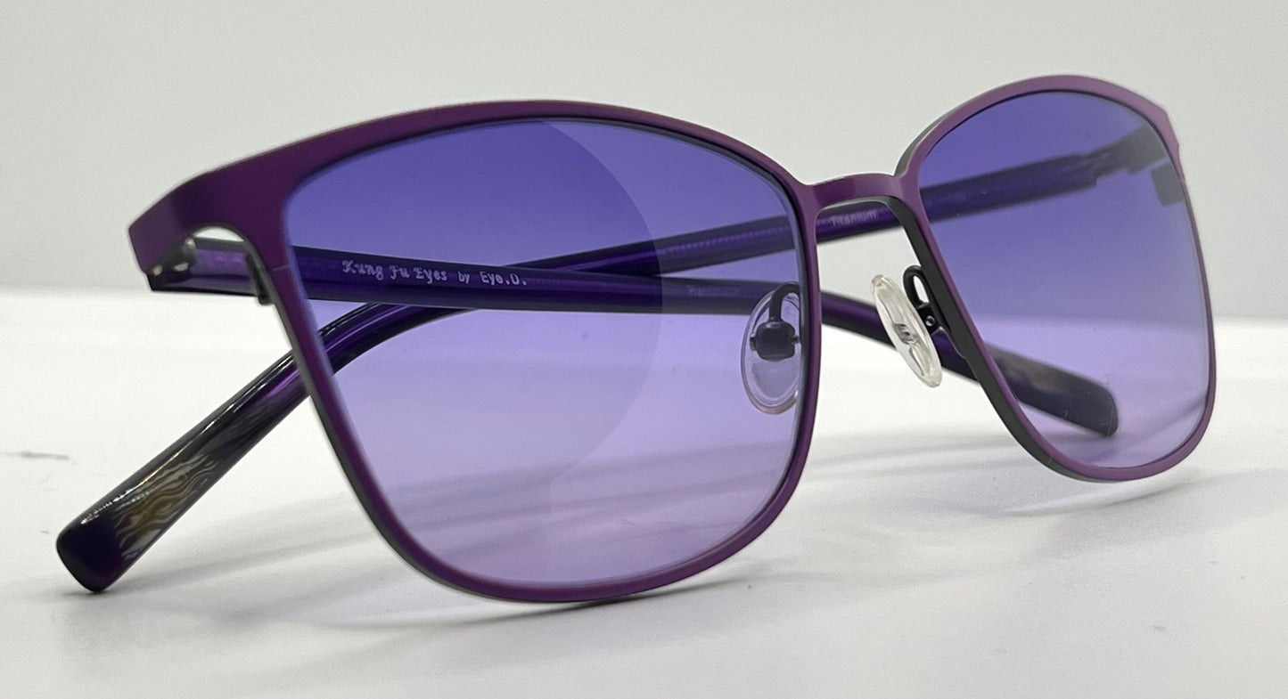 Kung Fu Eyes Sophia 159 Purple Titanium Sunglasses w/New, Custom Gradient Lenses