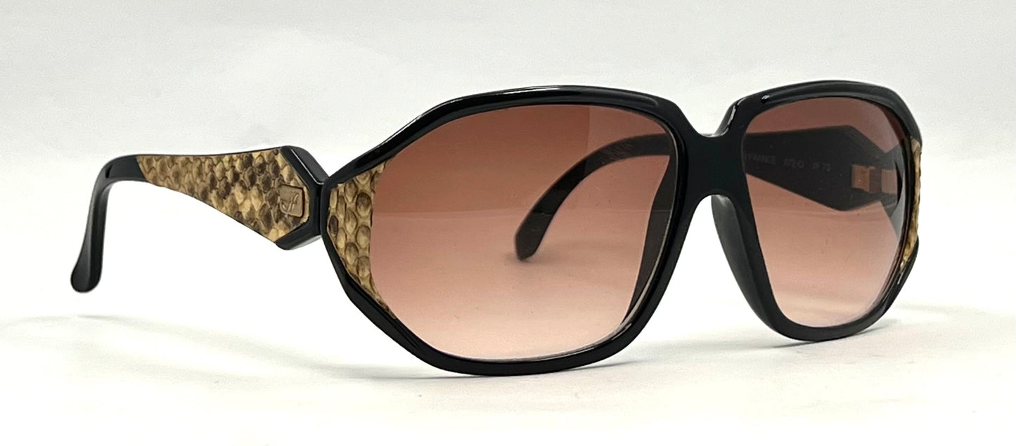 Jacques Fath 872-O Vintage Sunglasses-Exotic Snake Skin Temple-Unworn