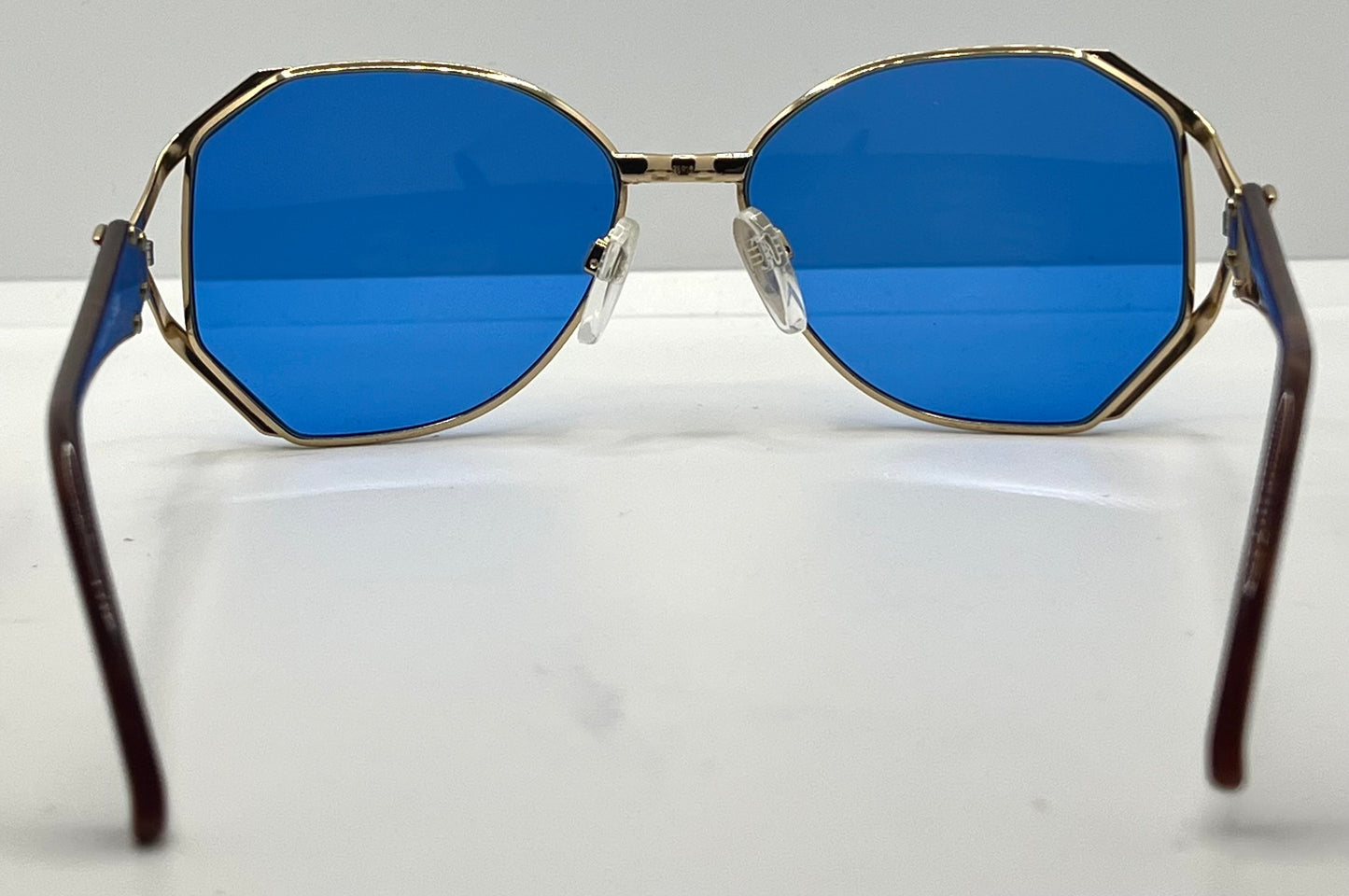Silhouette M6186/30 Gold Shield VINTAGE Sunglasses w/New Solid Blue Custom Lenses-Unworn