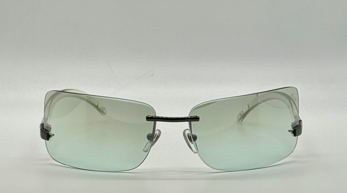 Hilton Firenze ’03 – Vintage Deadstock Y2K Rimless Sunglasses – Green Gradient Italy
