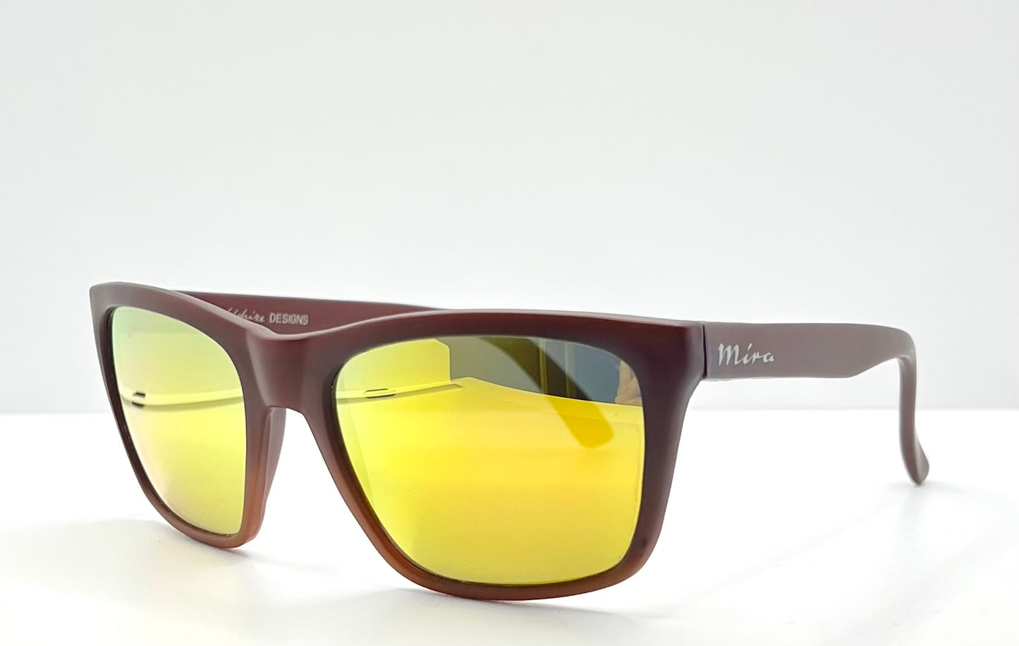 Mira M45 Vintage Sunglasses – Matte Red Frame w/ Yellow Mirror Lenses – NOS