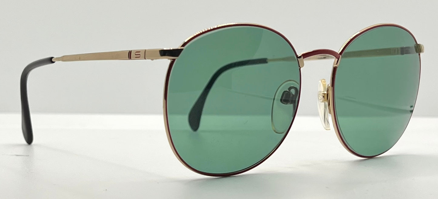 Silhouette M6039 VINTAGE Sunglasses-Gold/Red w/New Green Custom Lenses-54mm