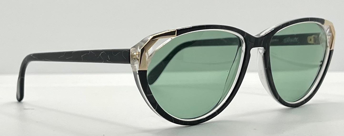 Silhouette M1298 Vintage Sunglasses Black Marble w/New Custom Lenses-Austria