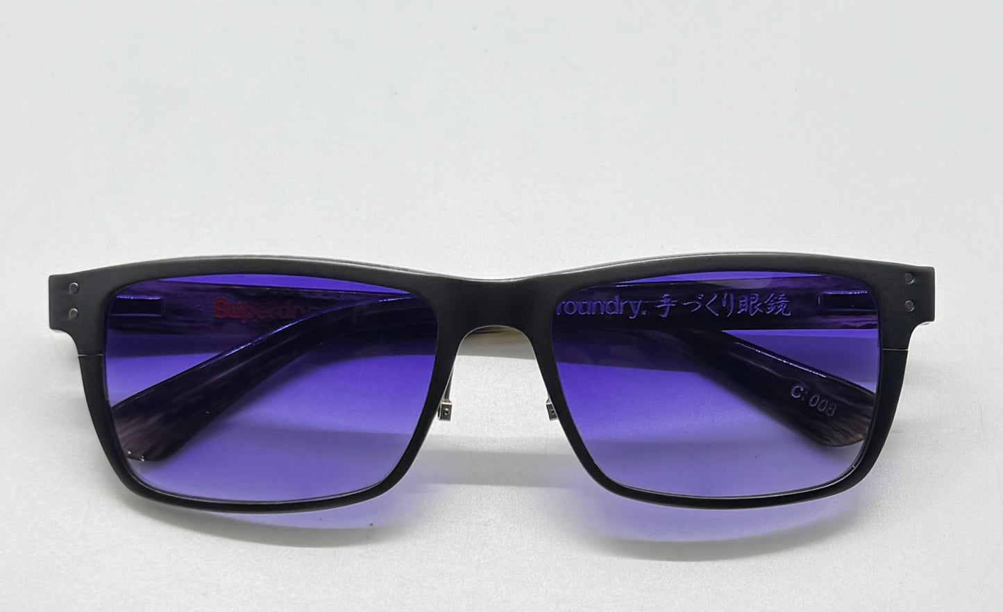 SUPERDRY x FOUNDRY JAPAN COLLAB w/New Purple Gradient Custom Lenses-SPRING HINGES-Unworn