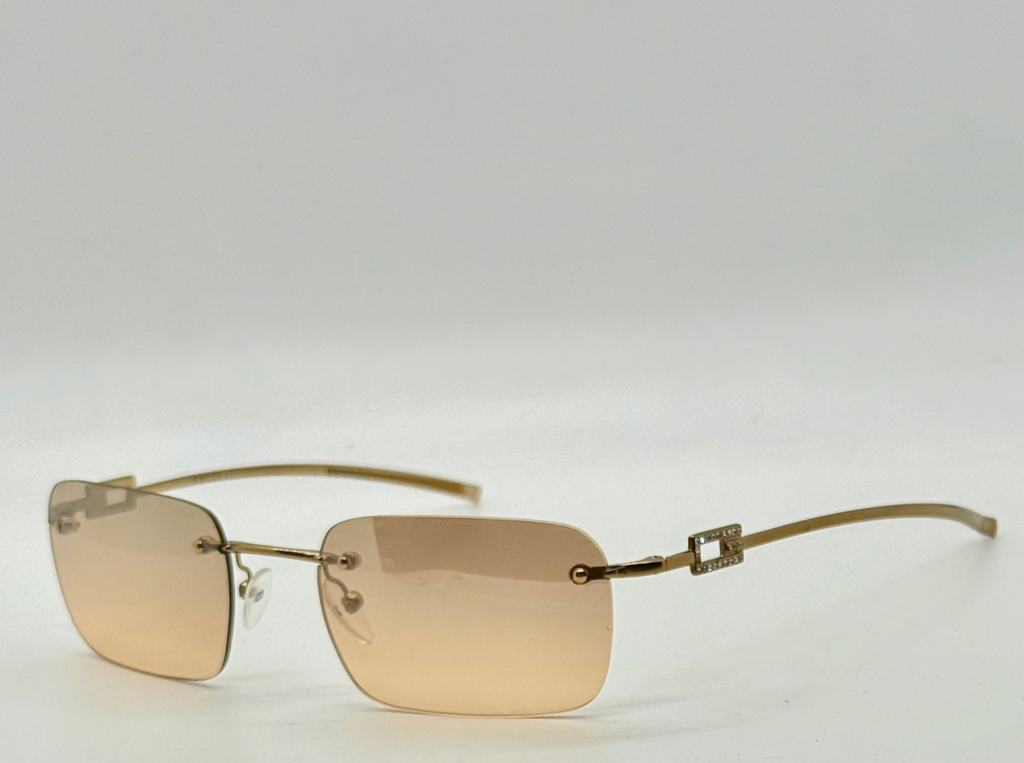 Gucci GG1777/S Strass Rimless Shield Sunglasses Gold/Brown 51mm-VINTAGE/UNWORN