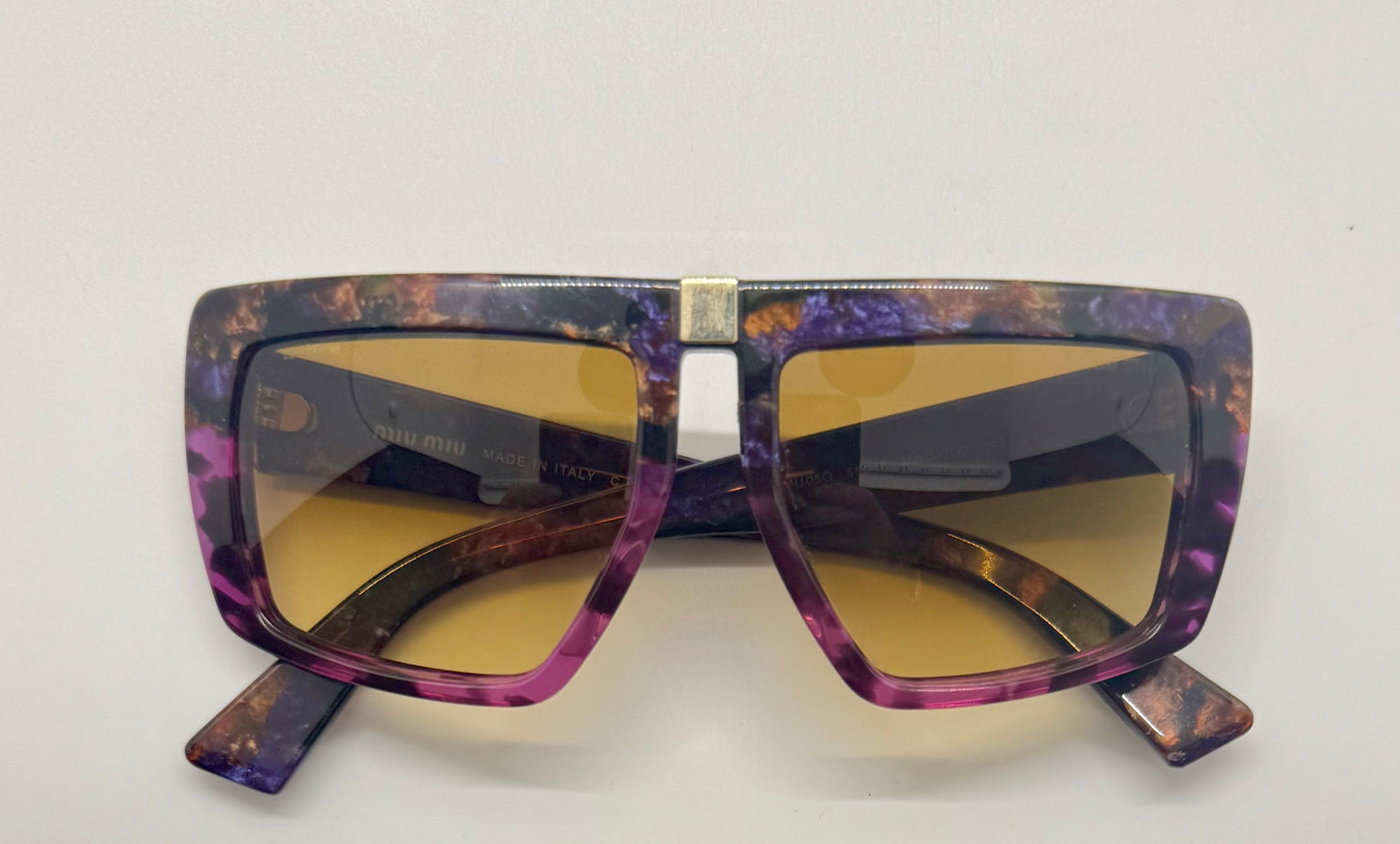 Miu Miu Smu 05O Vintage Sunglasses-Marbled Purple Amber Frame-Italy-55Mm