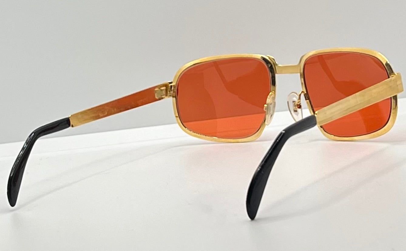 SWAN Medici 50420 Vintage Sunglasses-Gold Textured Frame w/New, Custom “Tuscan Flame” Lenses-Deadstock-Italy