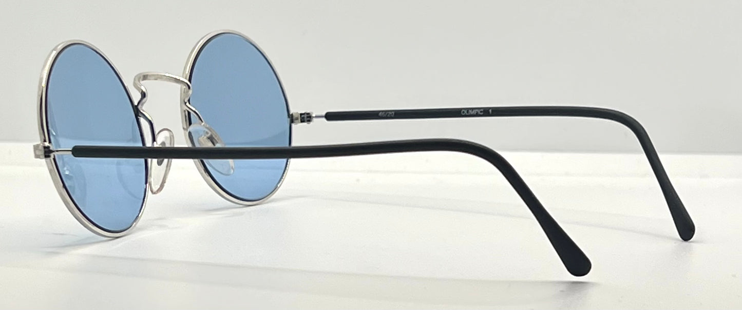 Armony- Olimpic 1 -Round Vintage Sunglasses w/New Sky Blue Custom Gradient Tinted Lenses