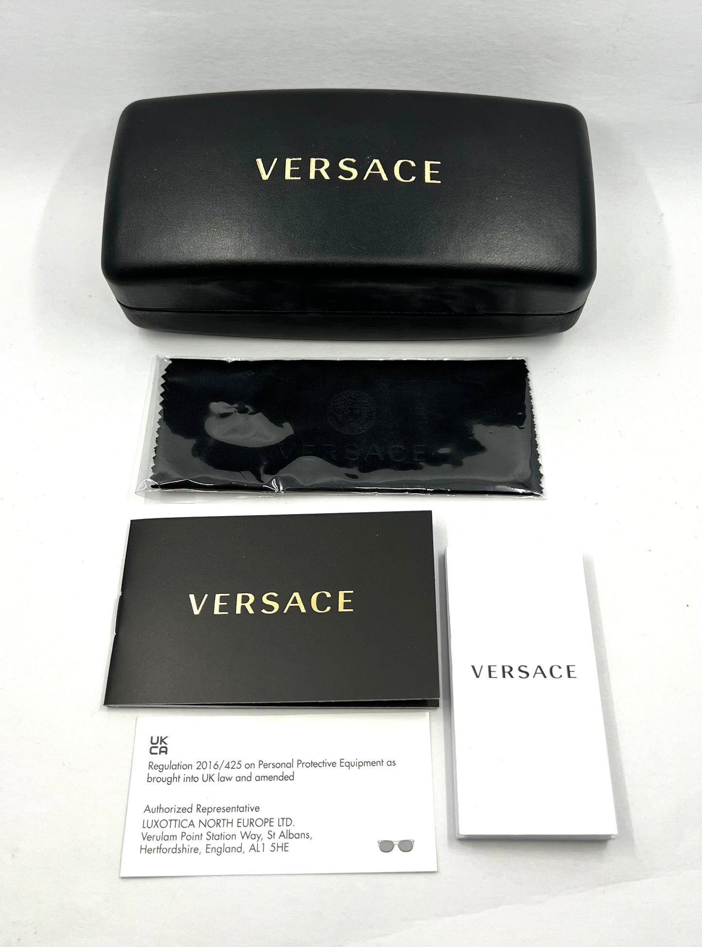 Versace VE2150Q Medusa Leather Bridge Gold Aviator Sunglasses-Unworn-Full Kit