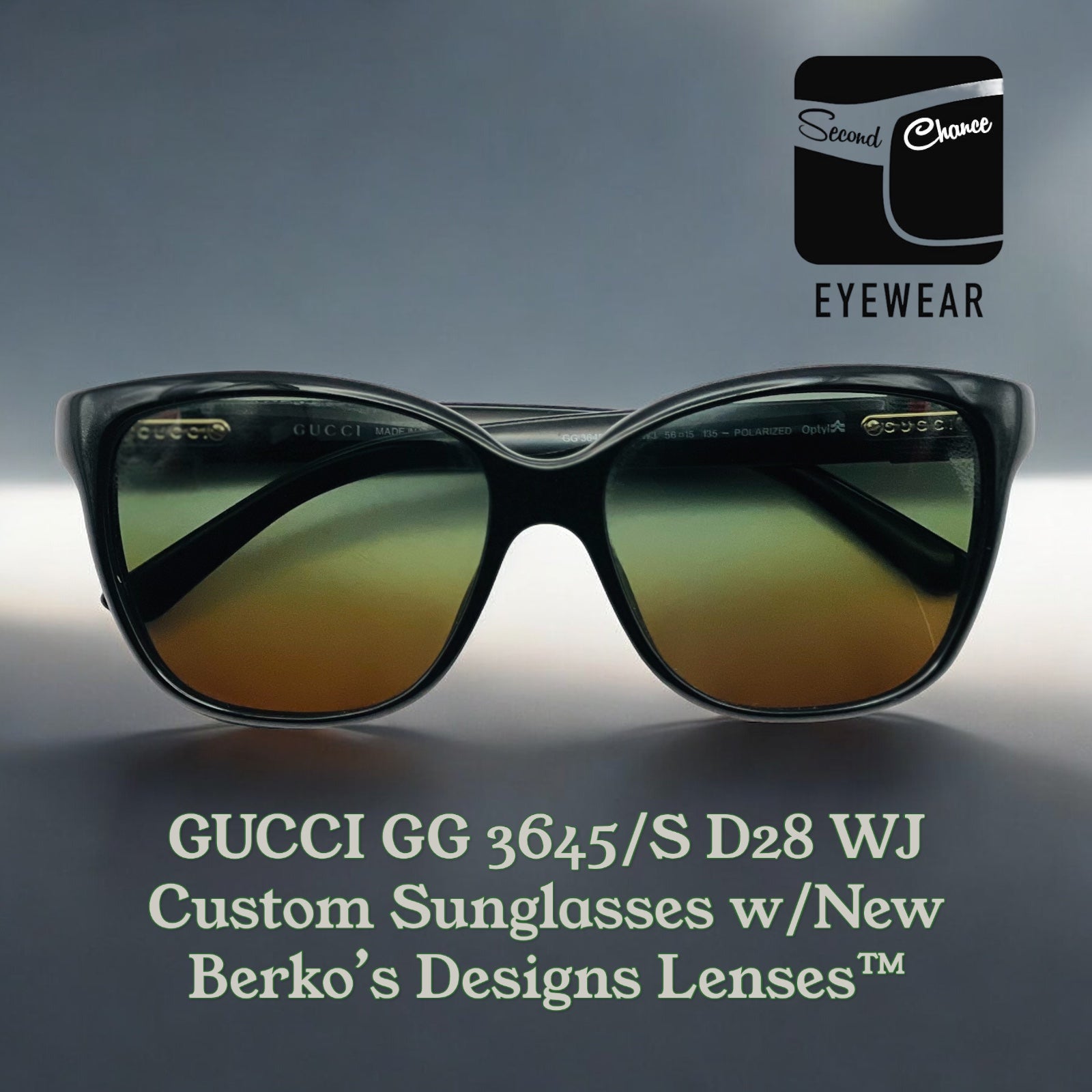 GUCCI OPTYL Sunglasses GG3645 S D28 WJ w New Berko s Designs Lenses Second Chance Eyewear Accessories