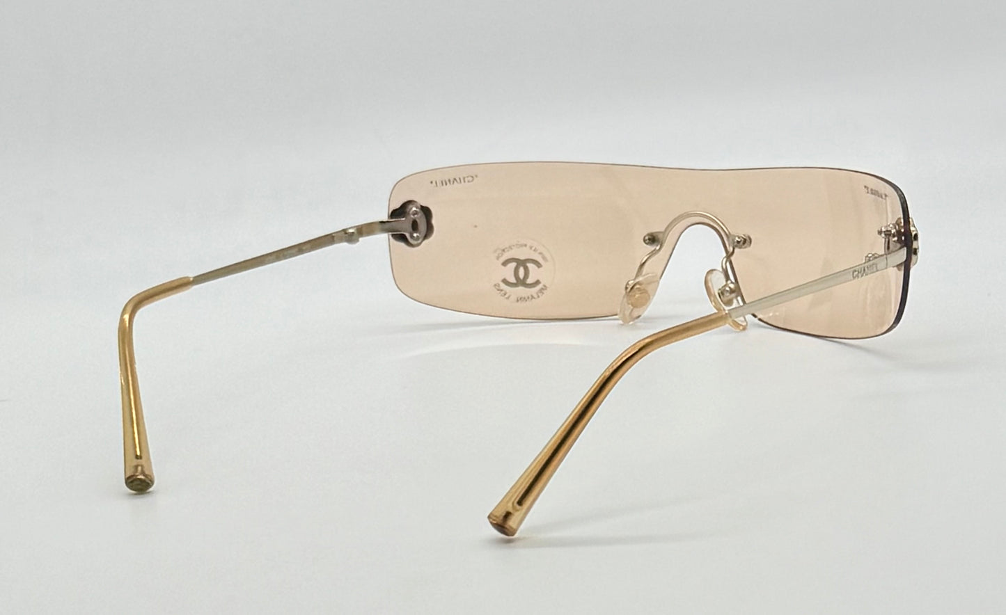 CHANEL 4086 C.124/60 Silver Shield Rimless Sunglasses – Vintage Deadstock – Made in Italy