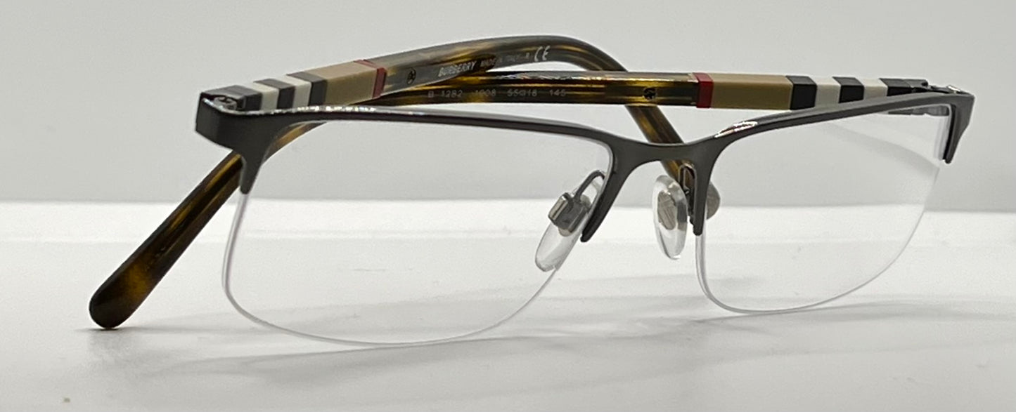 Burberry B1282 1008 Semi-Rimless Tortoise Glasses 55mm – Made in Italy