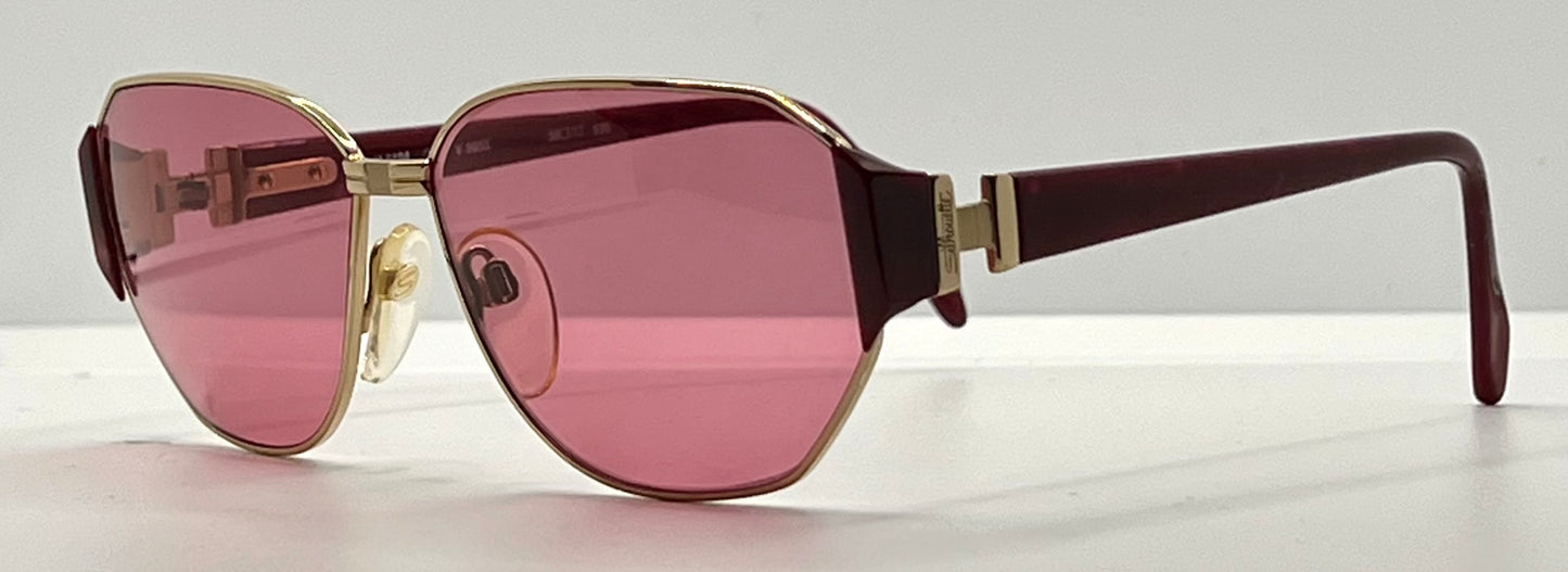 Silhouette M 6104/20 V6055 VINTAGE Sunglasses w/New Solid Pink Custom Lenses-58mm-Unworn/NOS