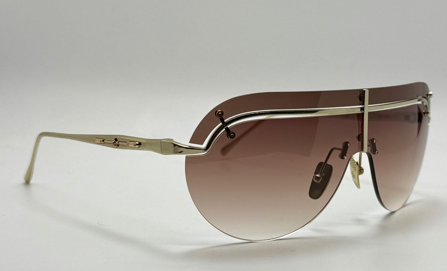 Philippe V N32 Titanium Shield Sunglasses | Made in Japan | Gradient Brown Lenses | Brand New