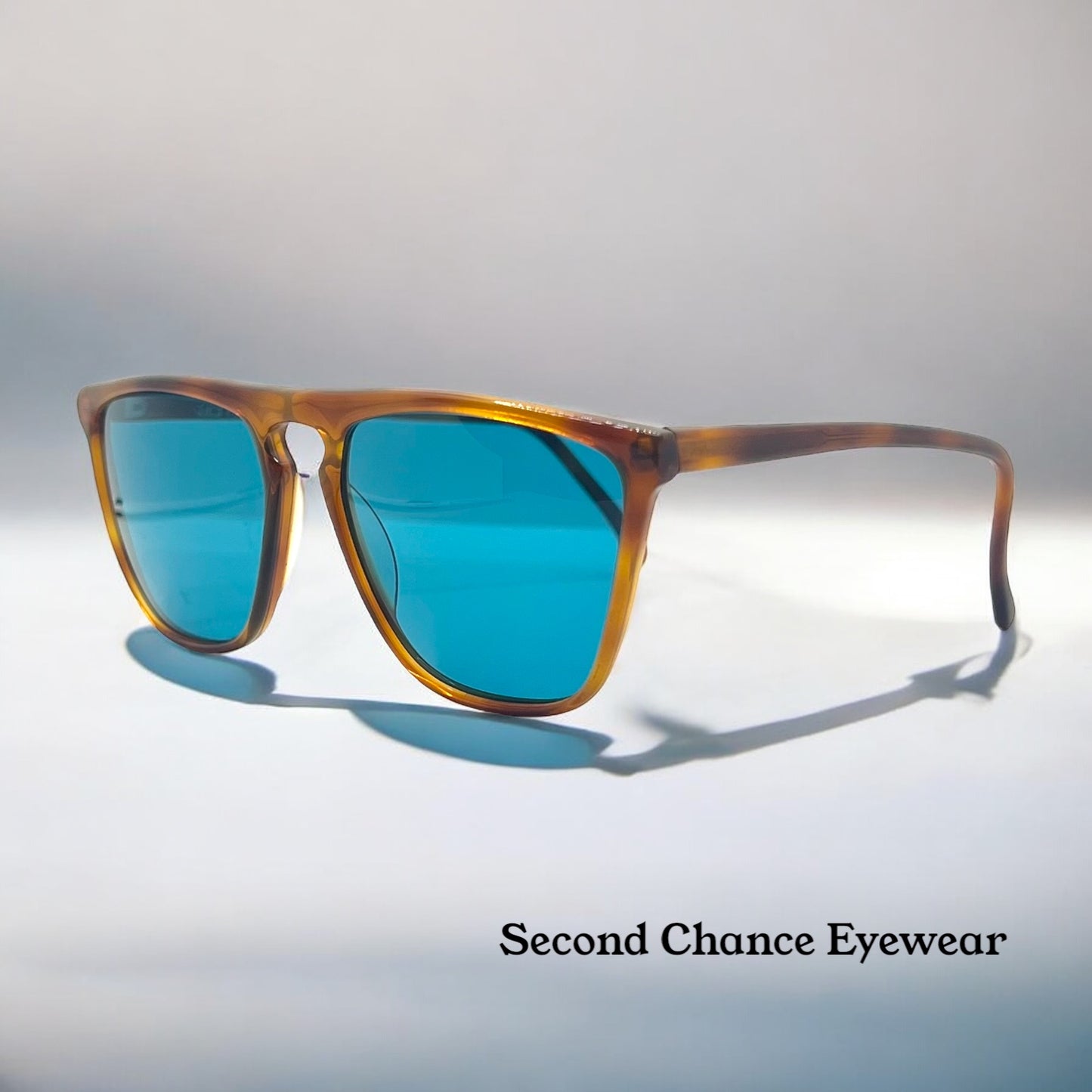 Gianni Versace 420 Vintage Sunglasses-Dark Amber Honey Frame w/New, Custom Aqua Lenses-Unworn