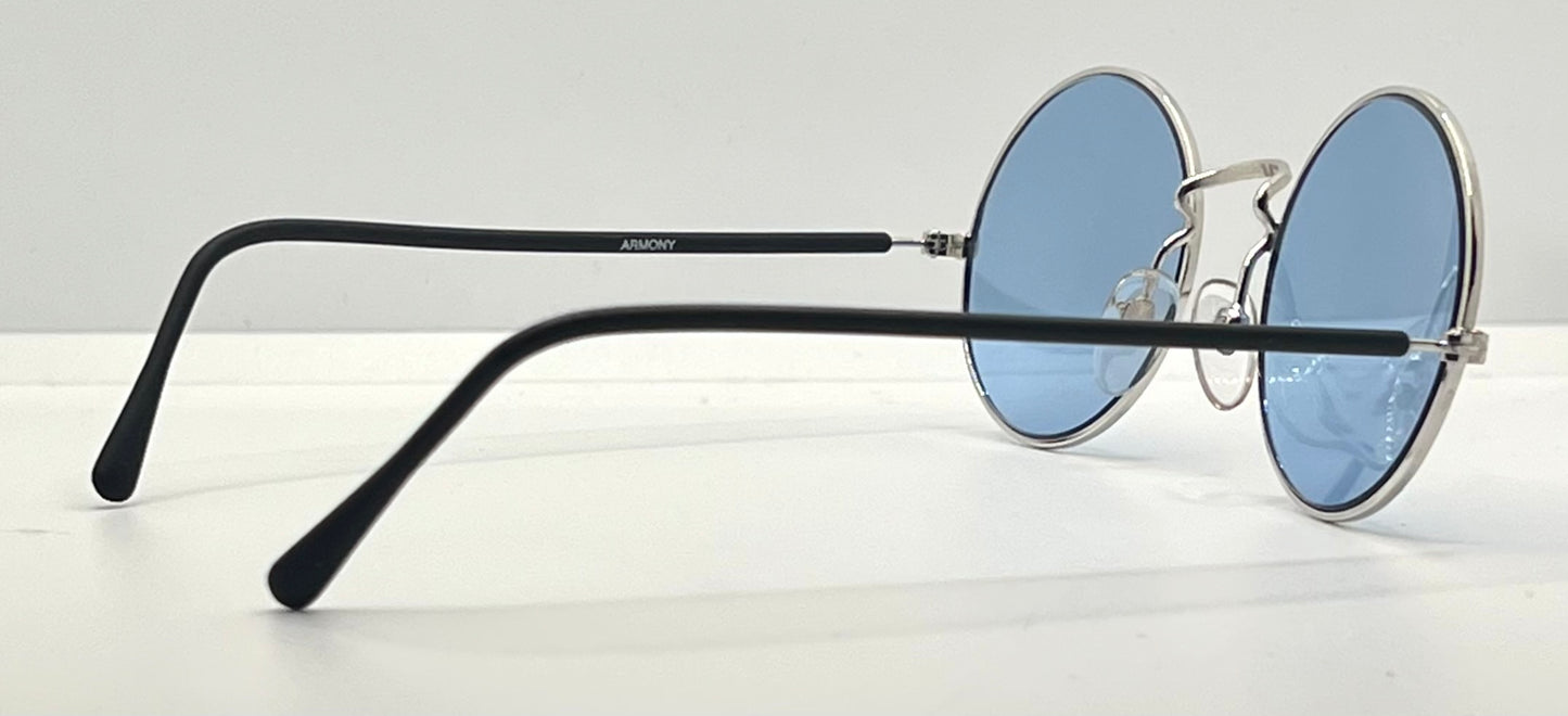 Armony- Olimpic 1 -Round Vintage Sunglasses w/New Sky Blue Custom Gradient Tinted Lenses