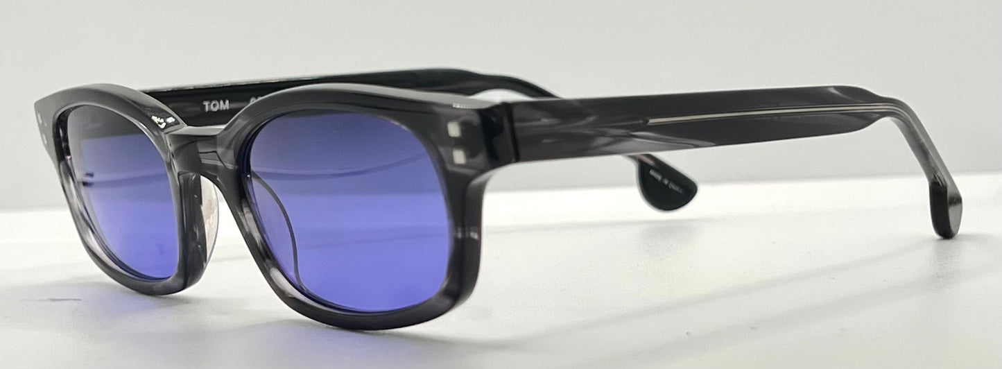 FICTION by l.a. Eyeworks TOM 033 Sunglasses-w/ New, Solid MIDNIGHT VIOLET Custom Lenses