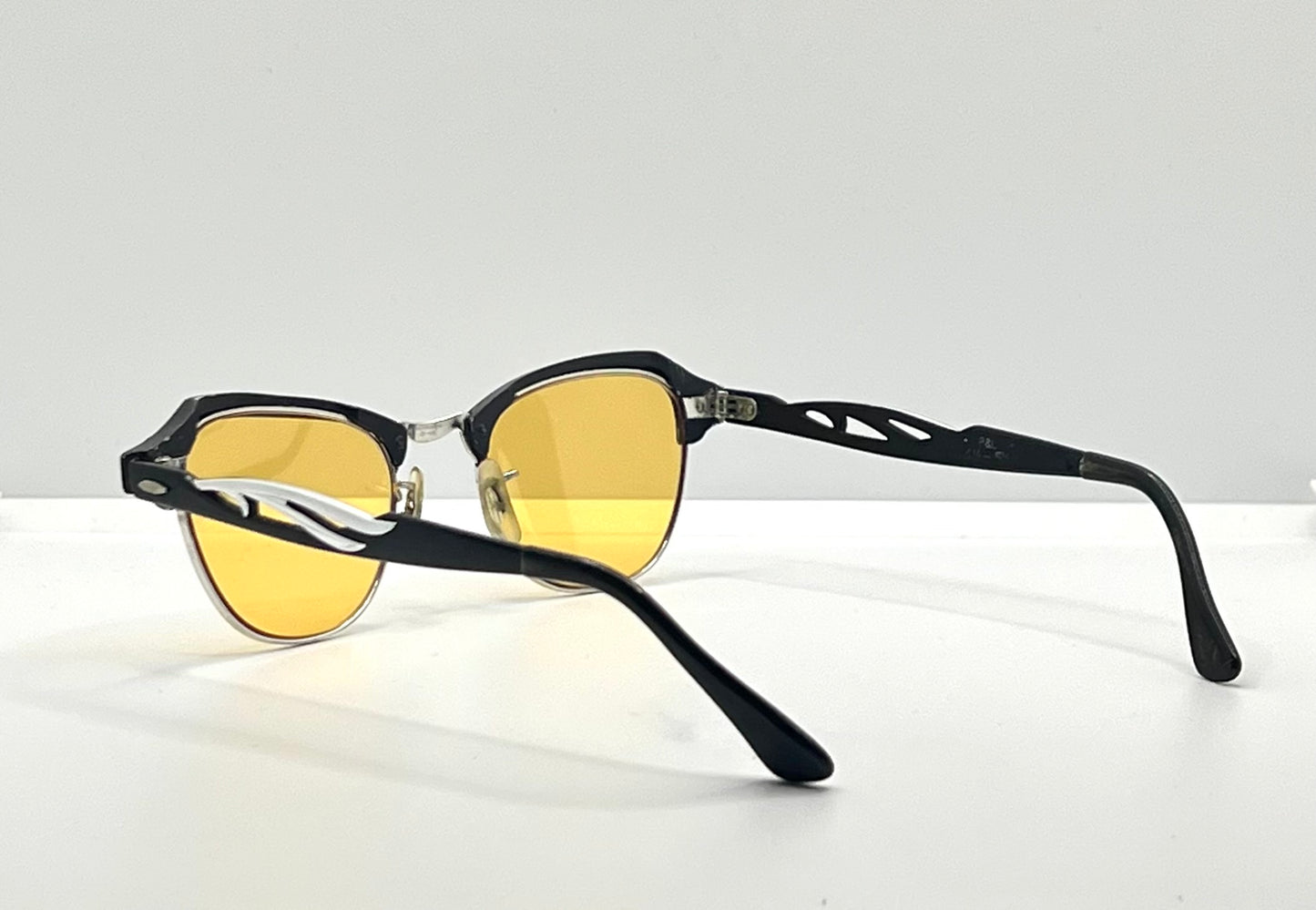 B&L 1/10 12K GF 20-46 Clubmaster-Style Vintage Sunglasses w/New, Custom Solid Persimmon Lenses