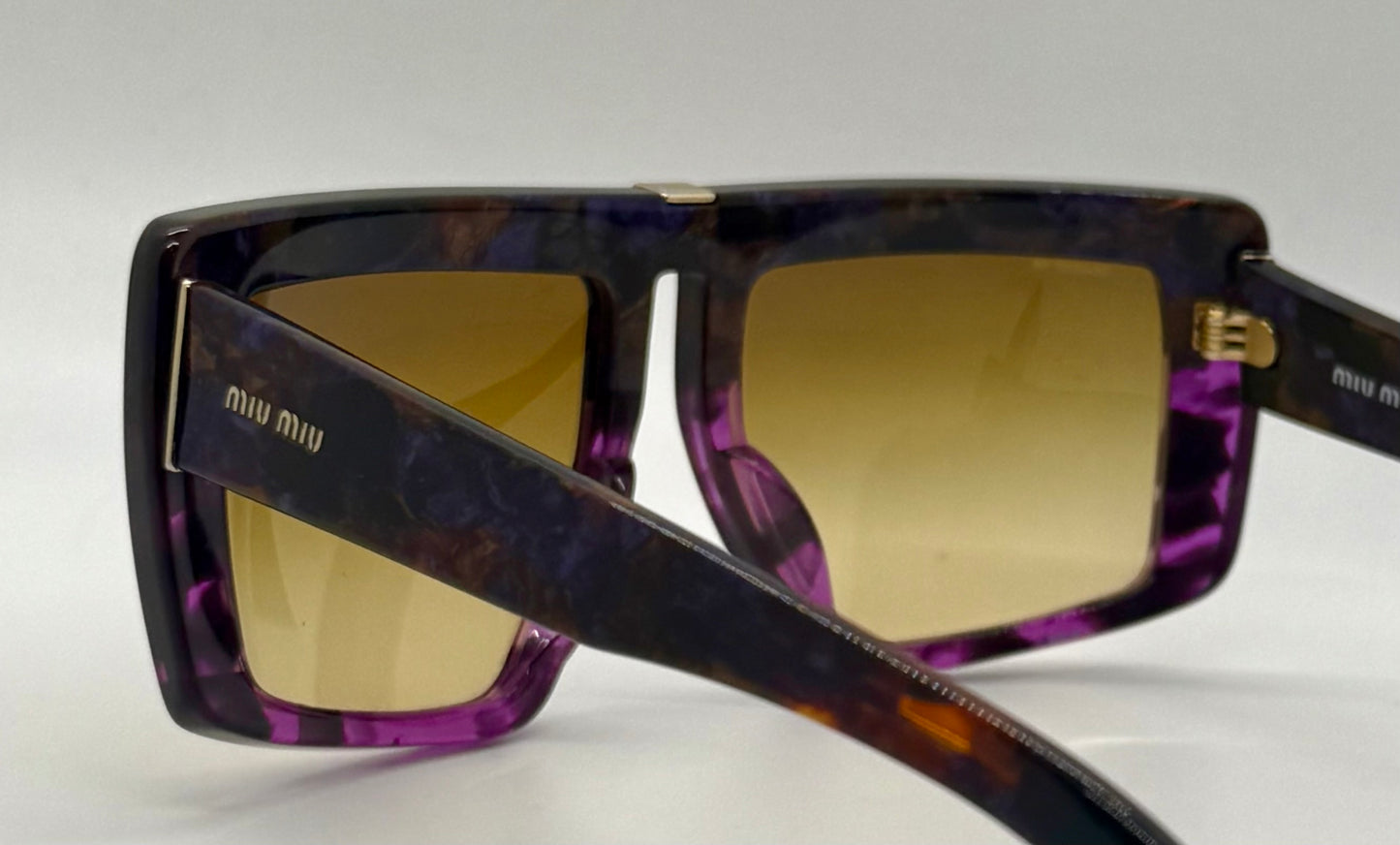 Miu Miu Smu 05O Vintage Sunglasses-Marbled Purple Amber Frame-Italy-55Mm