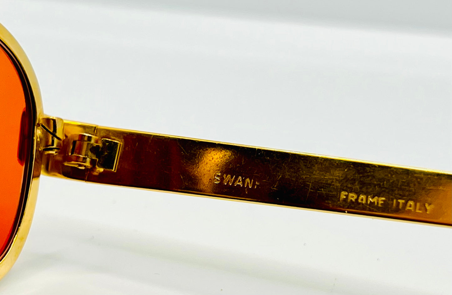 SWAN Medici 50420 Vintage Sunglasses-Gold Textured Frame w/New, Custom “Tuscan Flame” Lenses-Deadstock-Italy