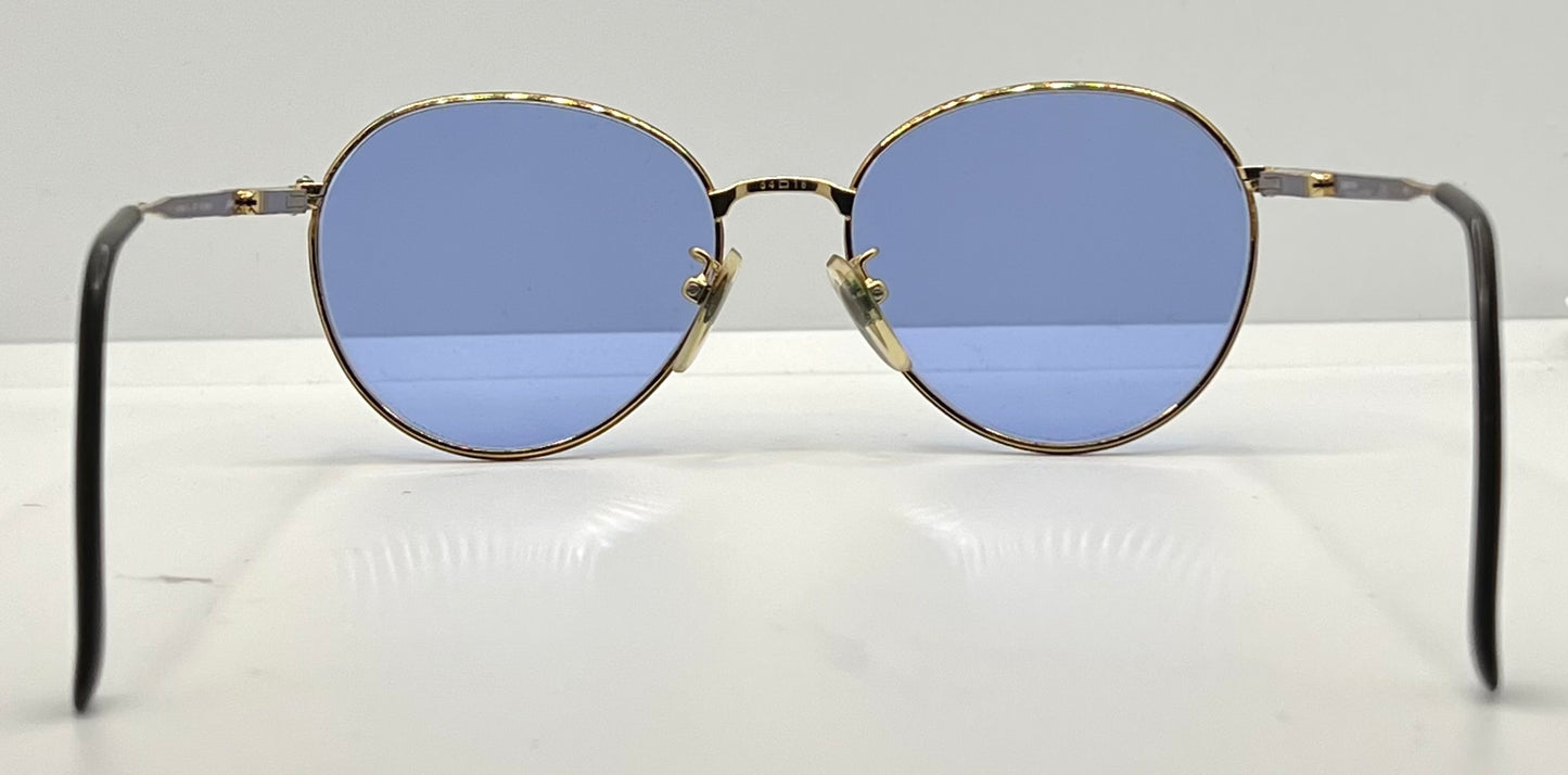SEMESTER BLOND 081 Japan VINTAGE Sunglasses-Gold Frame w/New, Blue Custom Lenses