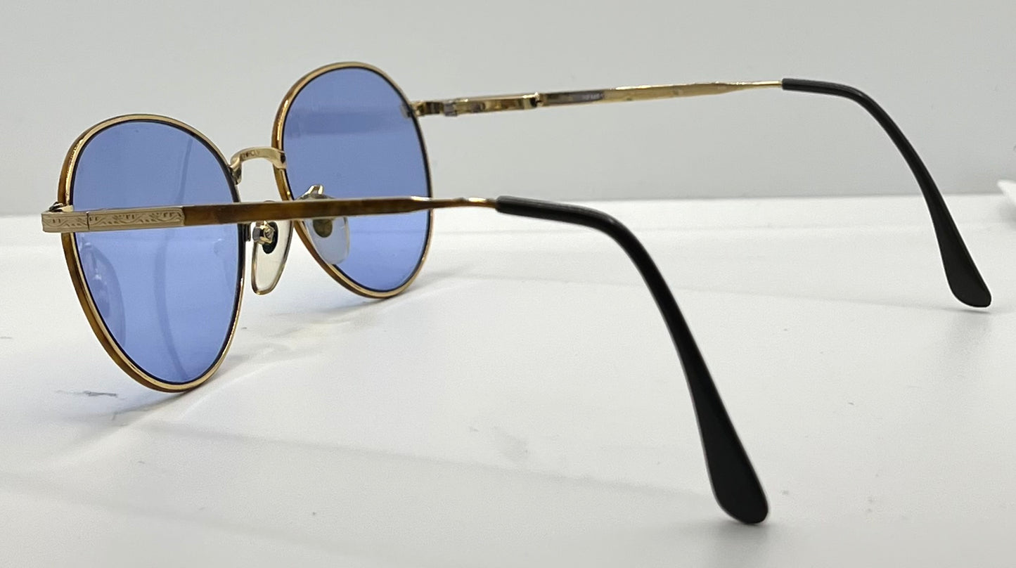 SEMESTER BLOND 081 Japan VINTAGE Sunglasses-Gold Frame w/New, Blue Custom Lenses