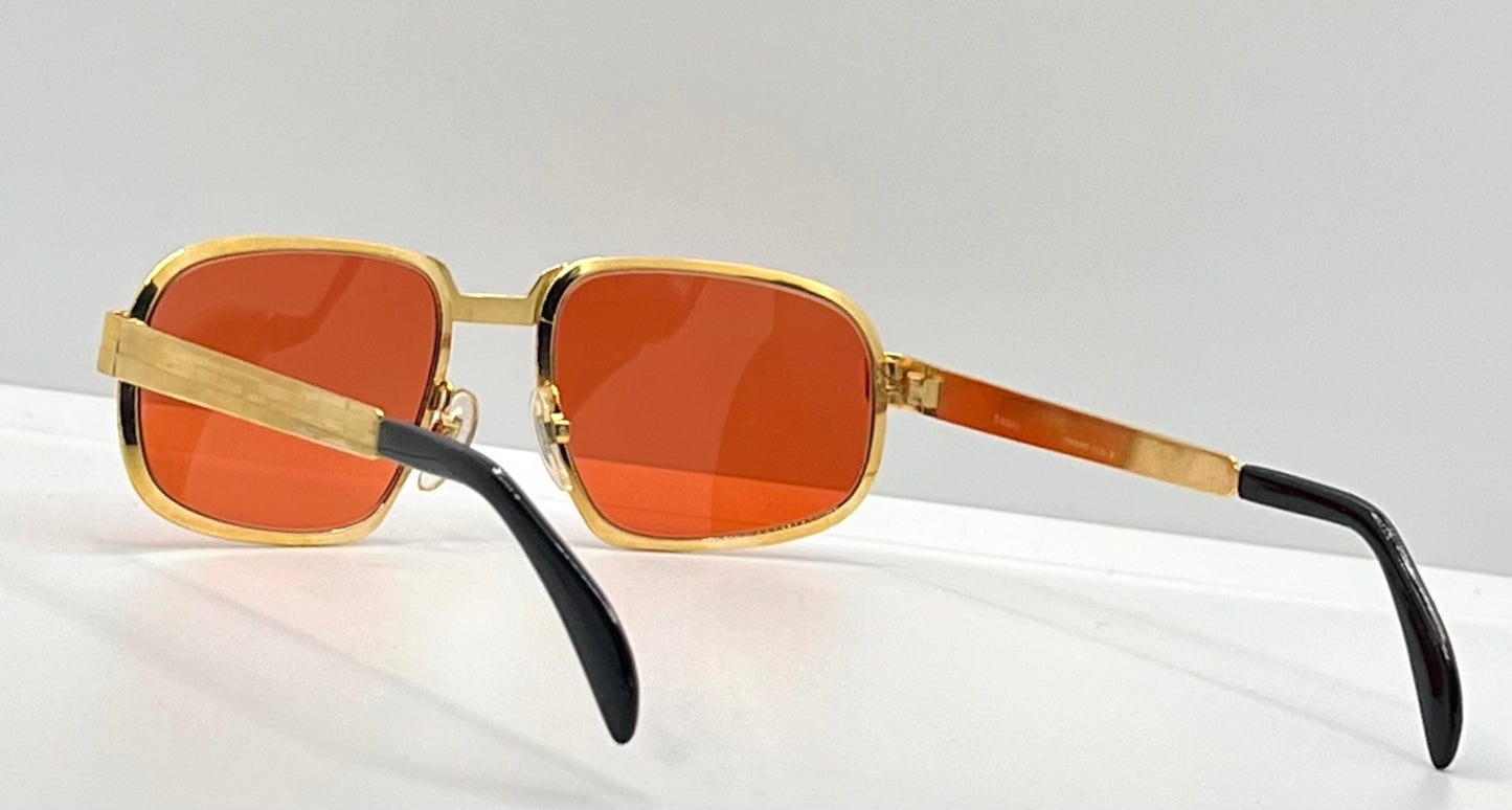 SWAN Medici 50420 Vintage Sunglasses-Gold Textured Frame w/New, Custom “Tuscan Flame” Lenses-Deadstock-Italy
