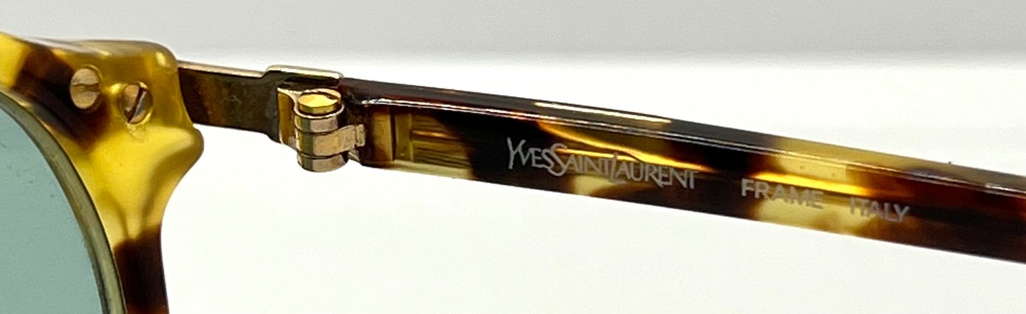 Yves Saint Laurent 5024 Tortoise Vintage Sunglasses w/New Solid Green Custom Lenses-Italy