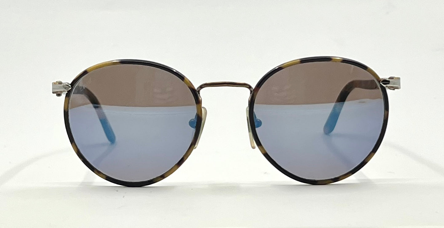 Persol 2422-S-J 1065/04 Brass & Tortoise Round Vintage Sunglasses – Made in Italy