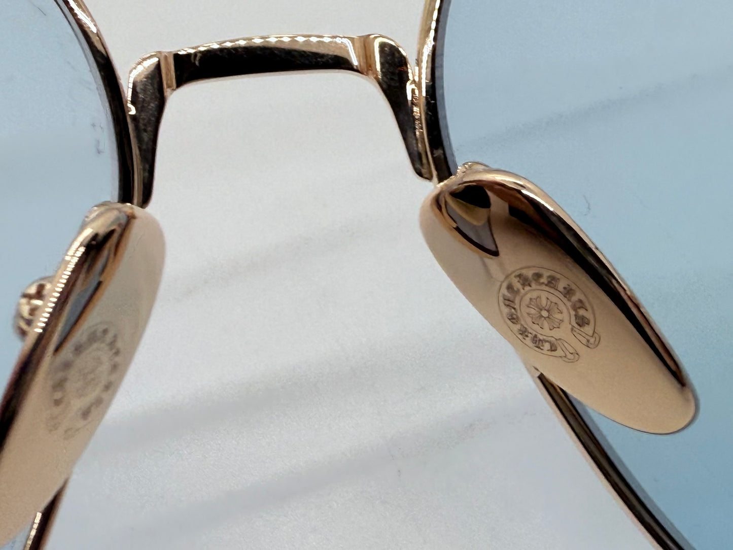 Chrome Hearts AM Gold Plated – Solid Light Blue Lenses – Deadstock Full Kit