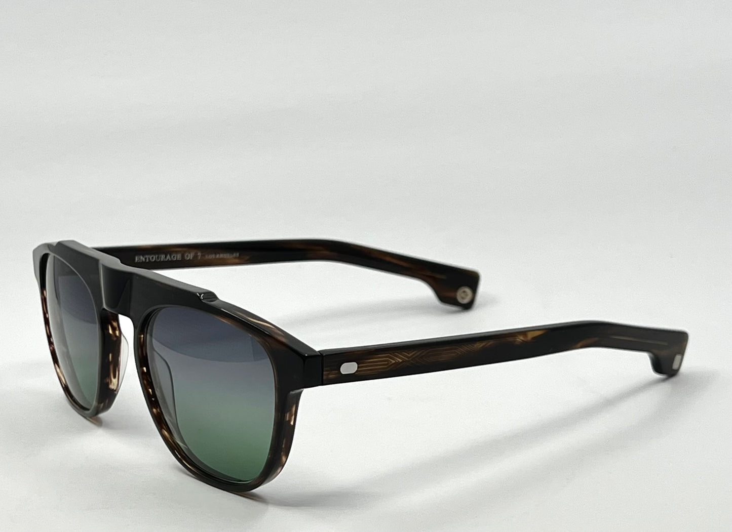 Entourage of 7 Fegan Sunglasses w/New Grey/Green Custom Gradient Lenses-New/Unworn-Full Kit-handmade in Japan