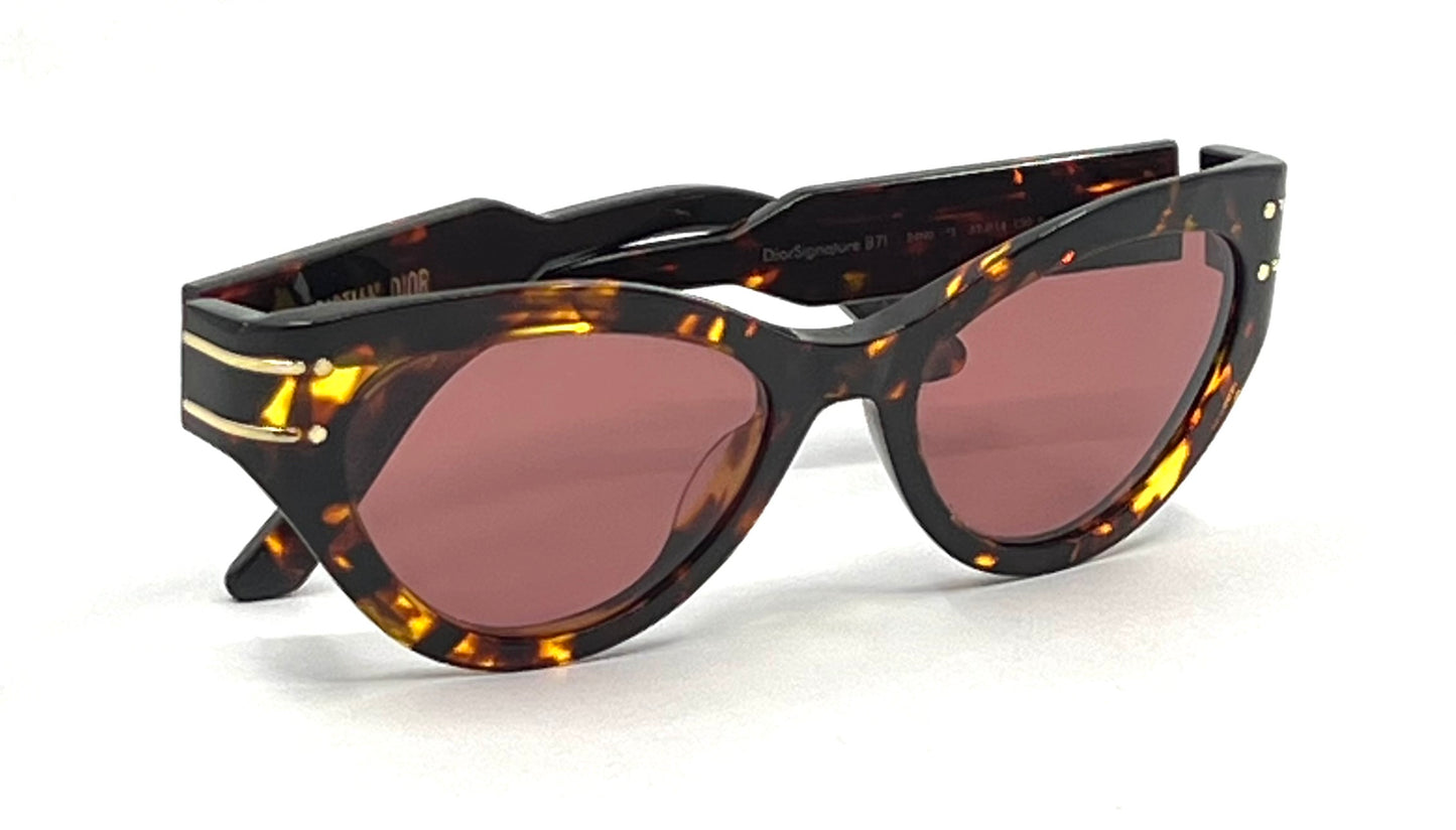 Christian Dior Dior Signature B7I Havana Tortoise Cat Eye Sunglasses Italy