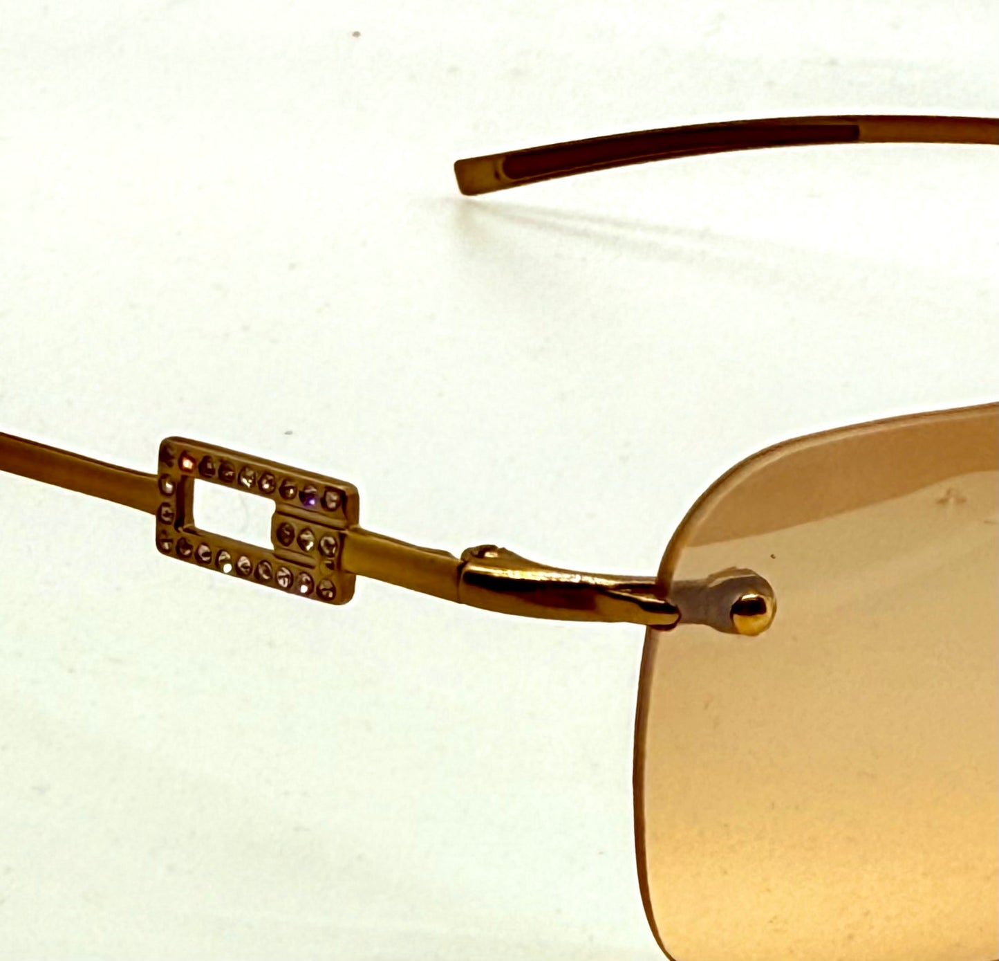 Gucci GG1777/S Strass Rimless Shield Sunglasses Gold/Brown 51mm-VINTAGE/UNWORN