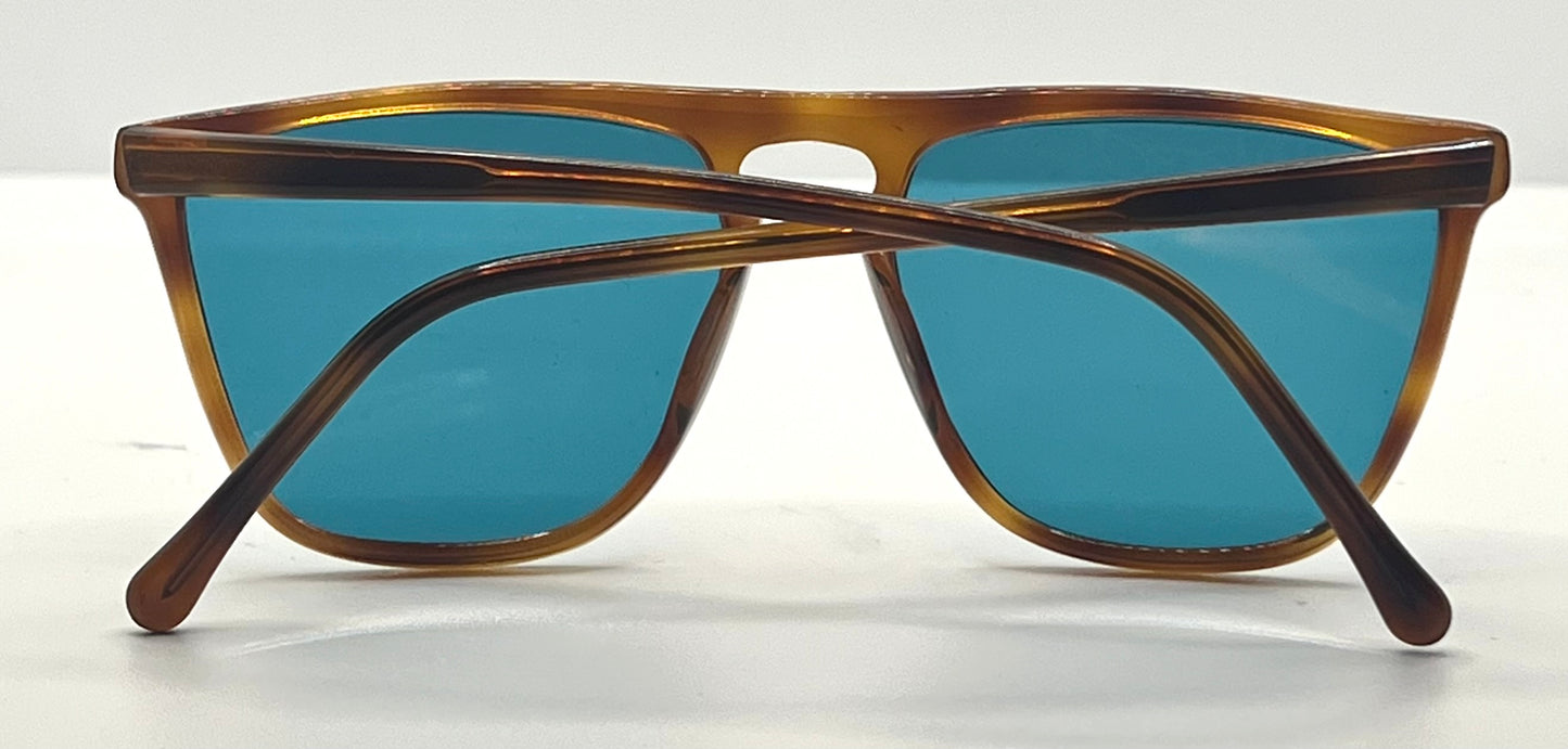 Gianni Versace 420 Vintage Sunglasses-Dark Amber Honey Frame w/New, Custom Aqua Lenses-Unworn