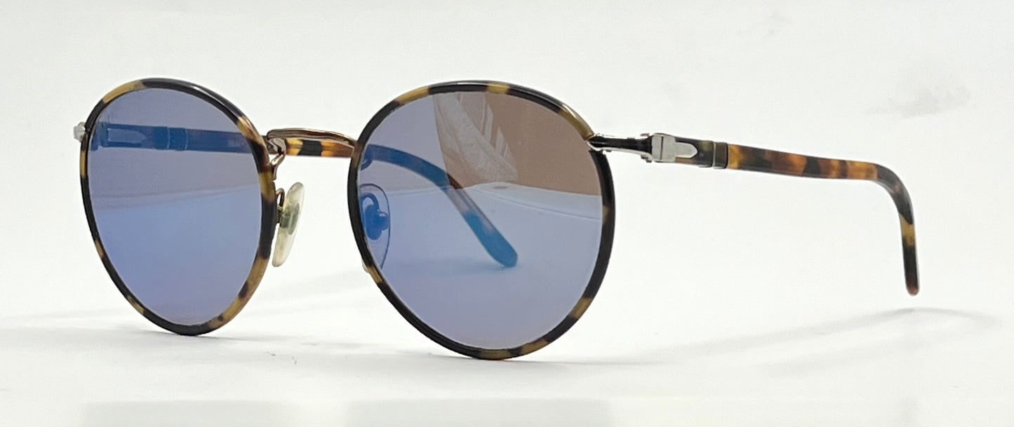 Persol 2422-S-J 1065/04 Brass & Tortoise Round Vintage Sunglasses – Made in Italy