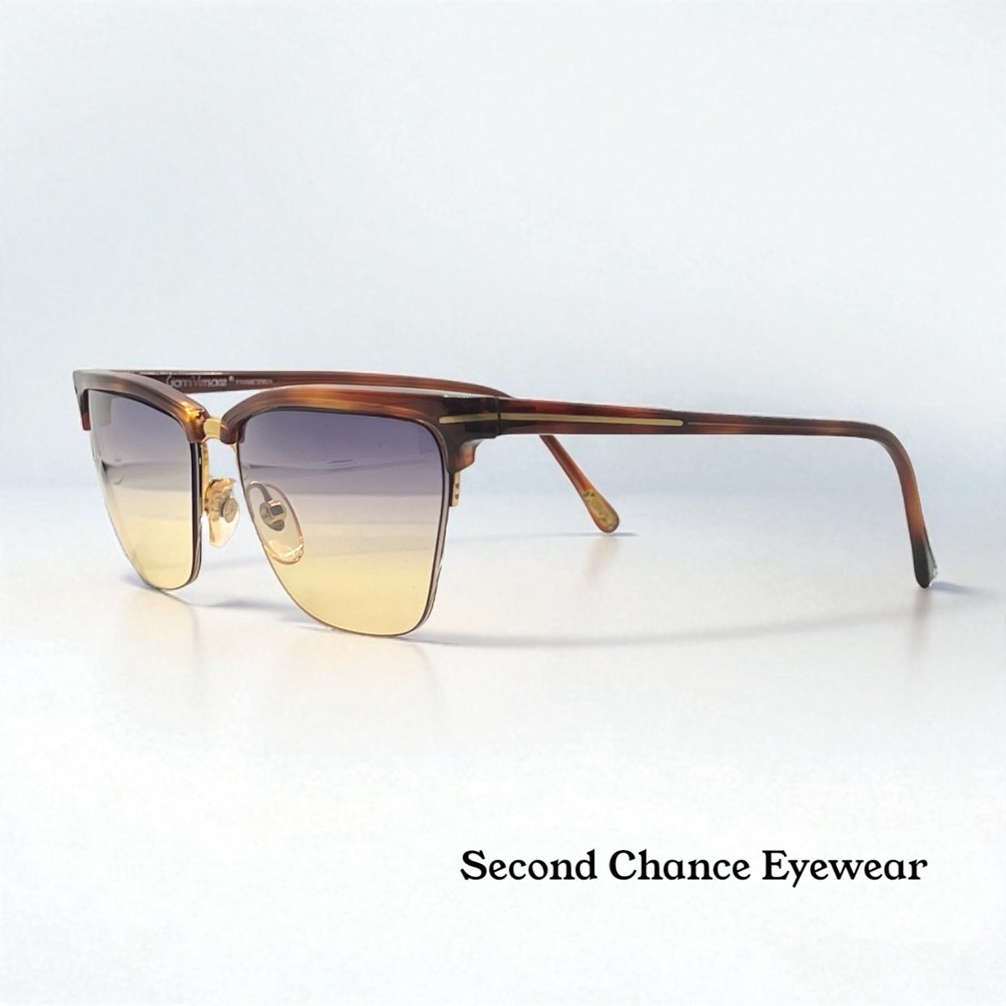 Versace 343 747 Vintage Half-Rim Sunglasses w/New Gradient Custom Tinted Lenses-56mm