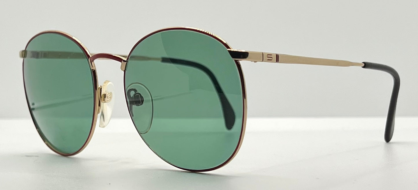 Silhouette M6039 VINTAGE Sunglasses-Gold/Red w/New Green Custom Lenses-54mm