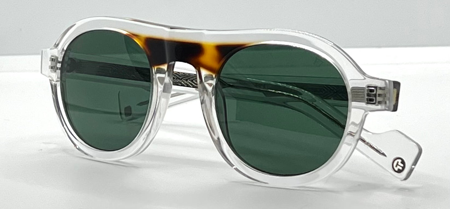 ENTOURAGE OF 7 “DECKER”-CRYSTAL & TORTOISE-GREEN LENS-BRAND NEW / UNWORN-FULL KIT