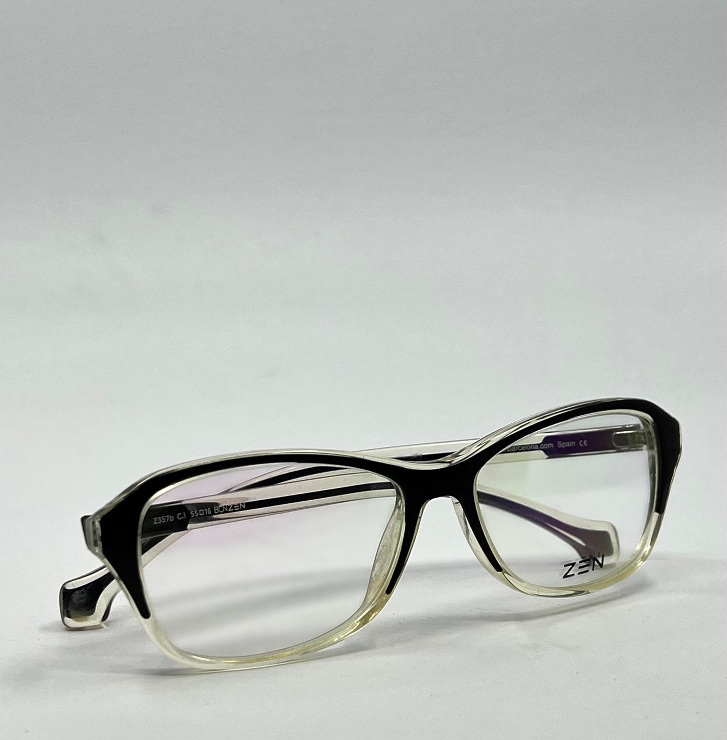 Zen Barcelona Z357b C.1 Eyeglass Frames 55-16 Black/Clear – New, Full Kit