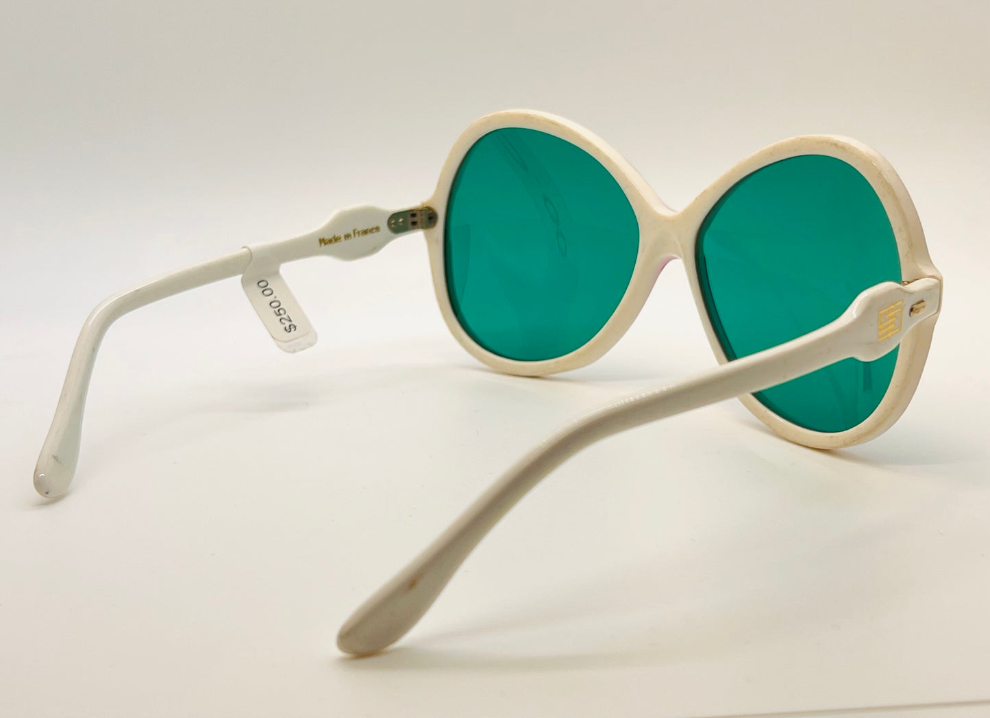 Vintage 1970s Emilio Pucci Sunglasses - Pearl White, Lavender Accents, Lagoon Green Lenses