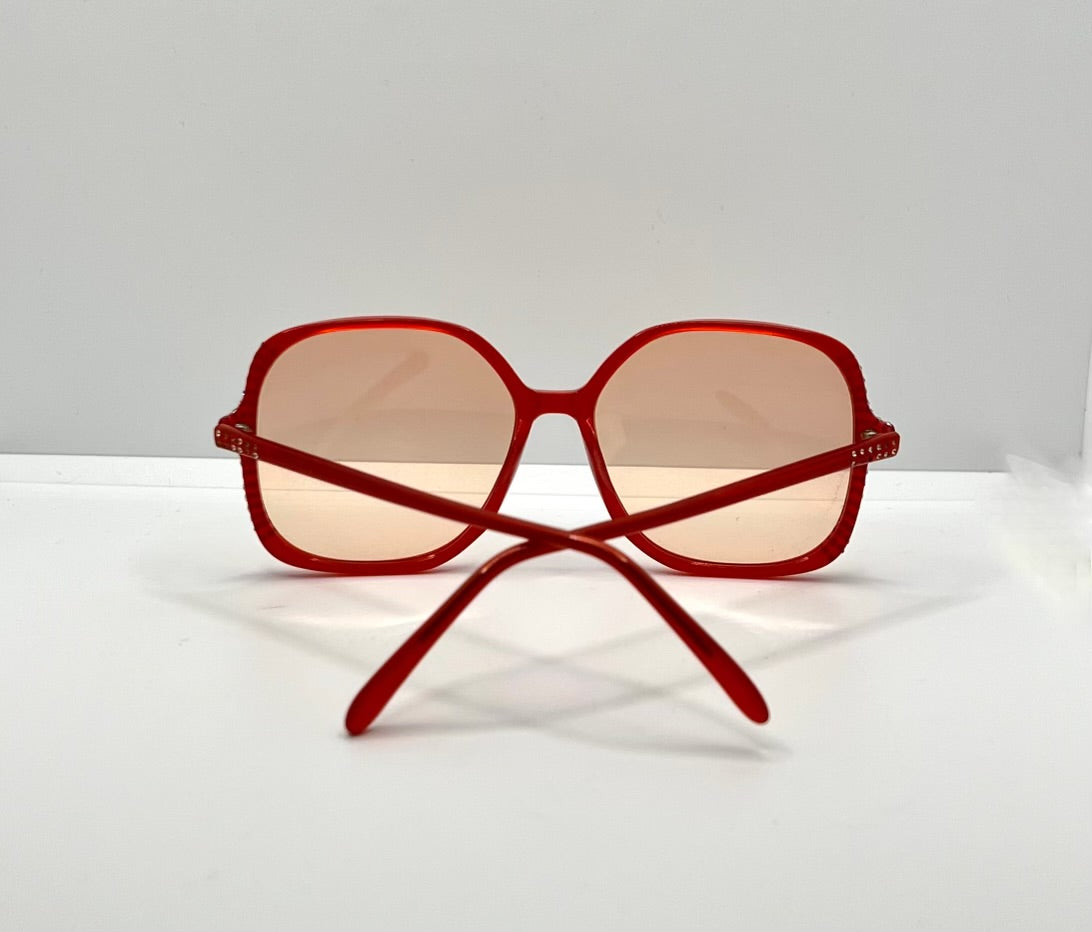 Anglo American Eyewear MOD. 11560X 20 – Red Oversized Sunglasses-Deadstock – All Original – Made in England