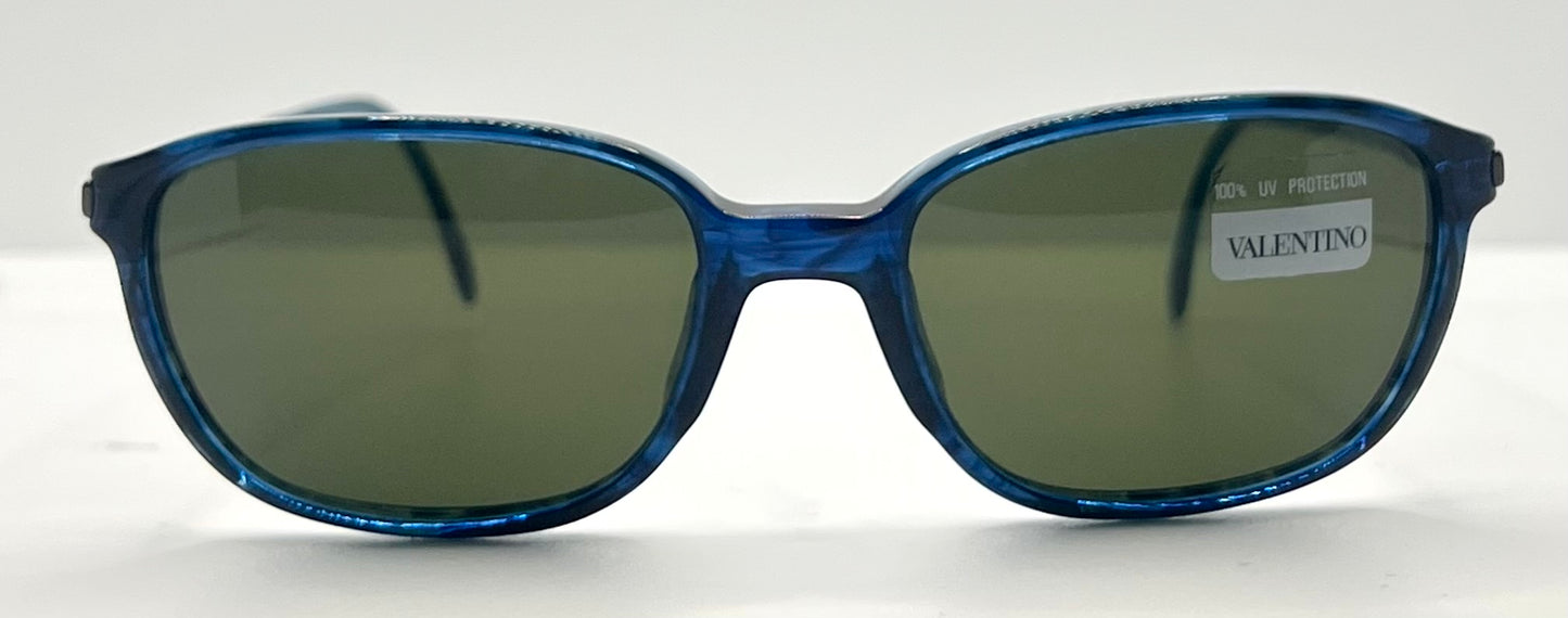 Valentino V708 649 – Sapphire Blue Vintage Sunglasses–NOS-Spring Hinges-Italy