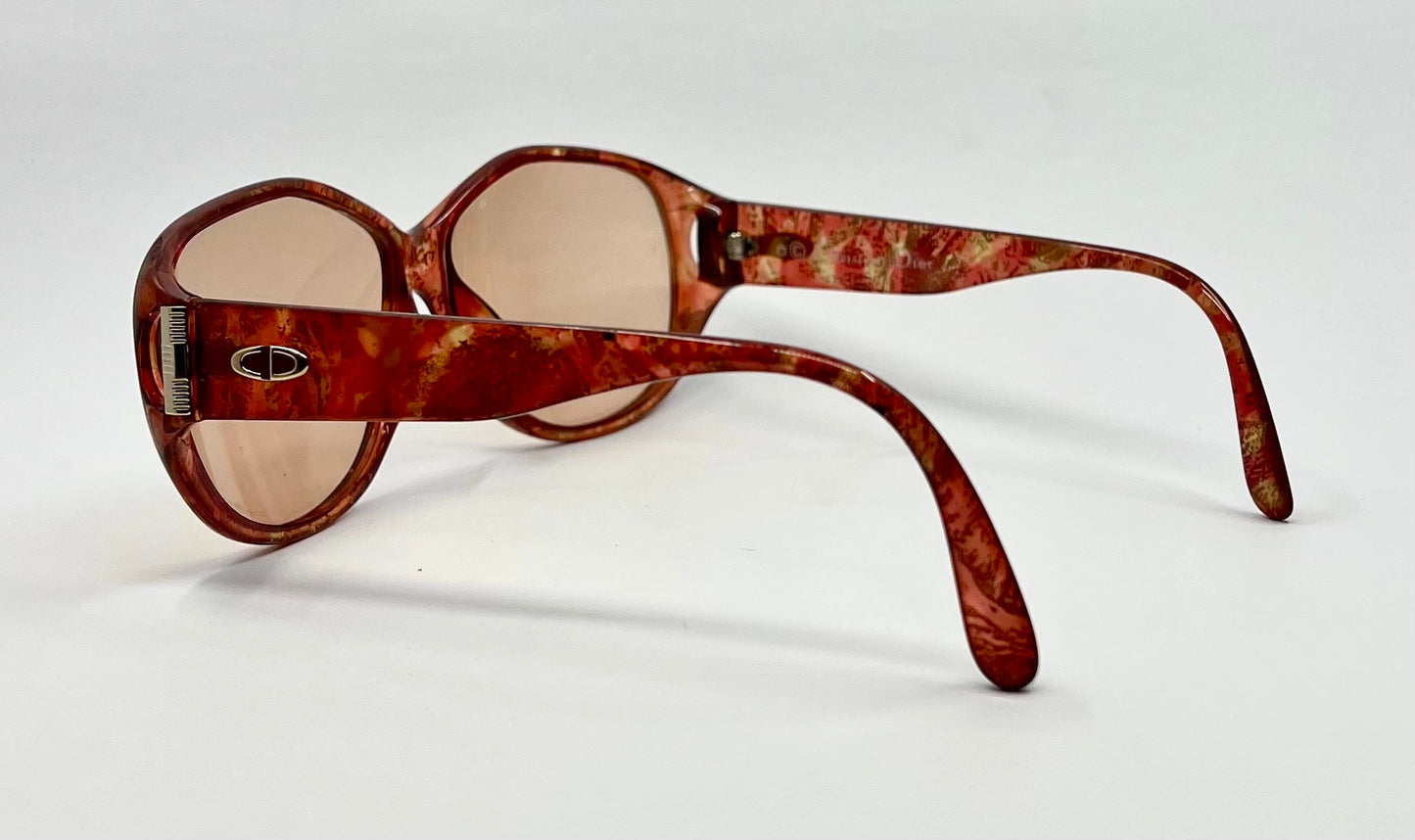 Christian Dior 2497 Optyl Red/Gold Marble- 80s VINTAGE Sunglasses-Germany-62mm