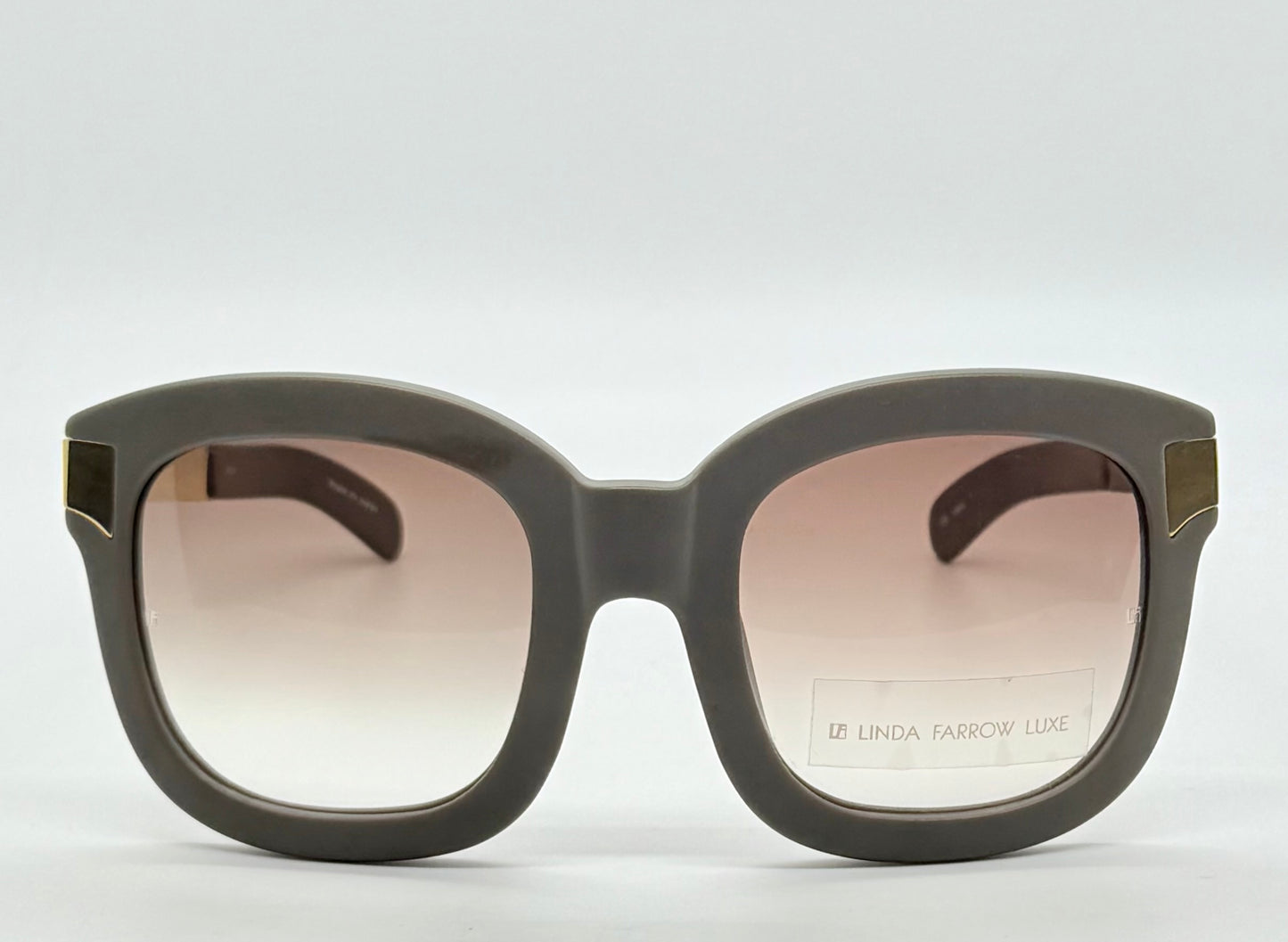 Linda Farrow Luxe LFL/1/6 Grey Gold Oversized Sunglasses Japan Deadstock Kit